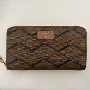 Fossil | Sydney Zip Around Wallet Brown Multi Print